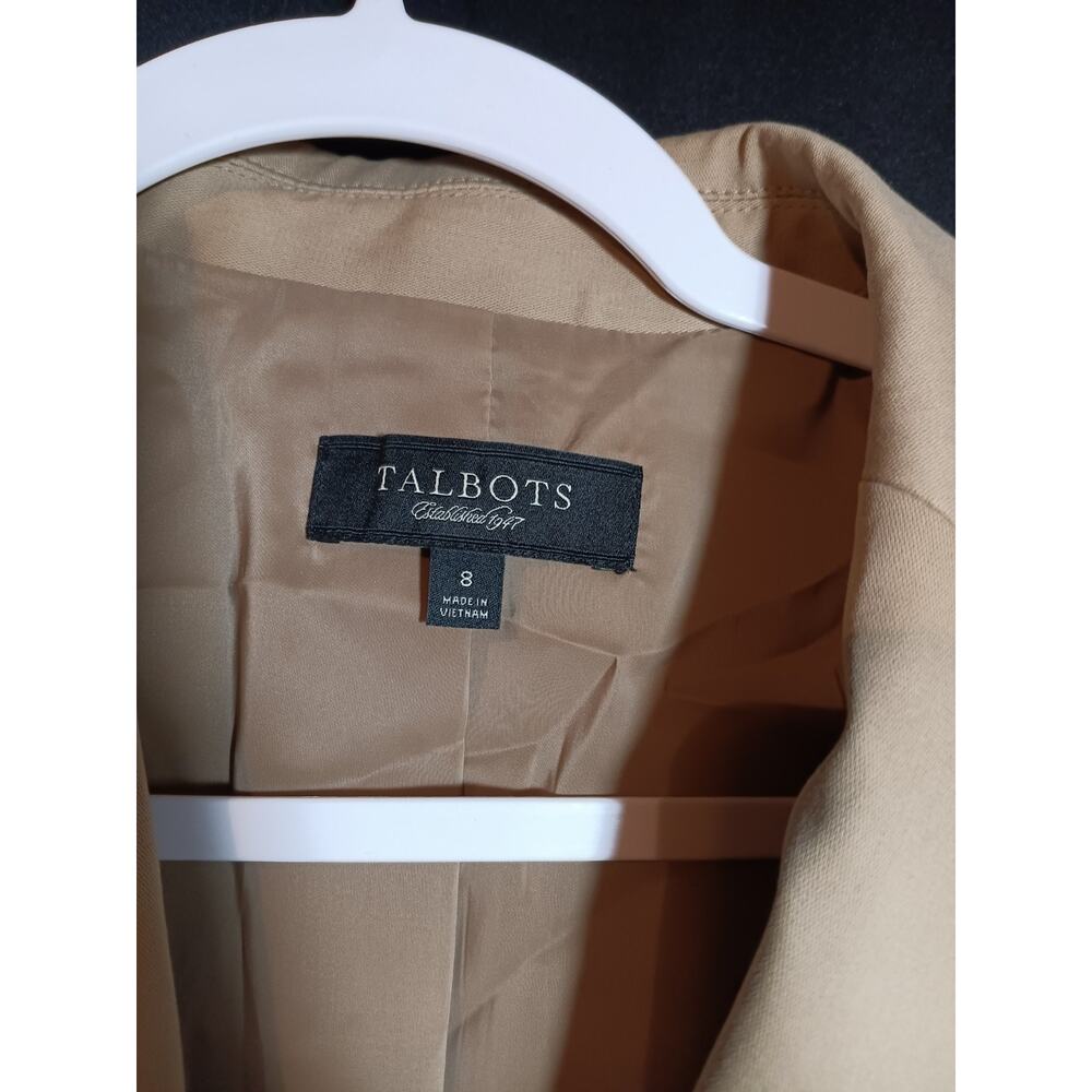 Talbots Collection Blazer Womens 8 Tan Beige 3/4 Sleeve Business Casual Classic - Picture 2 of 4